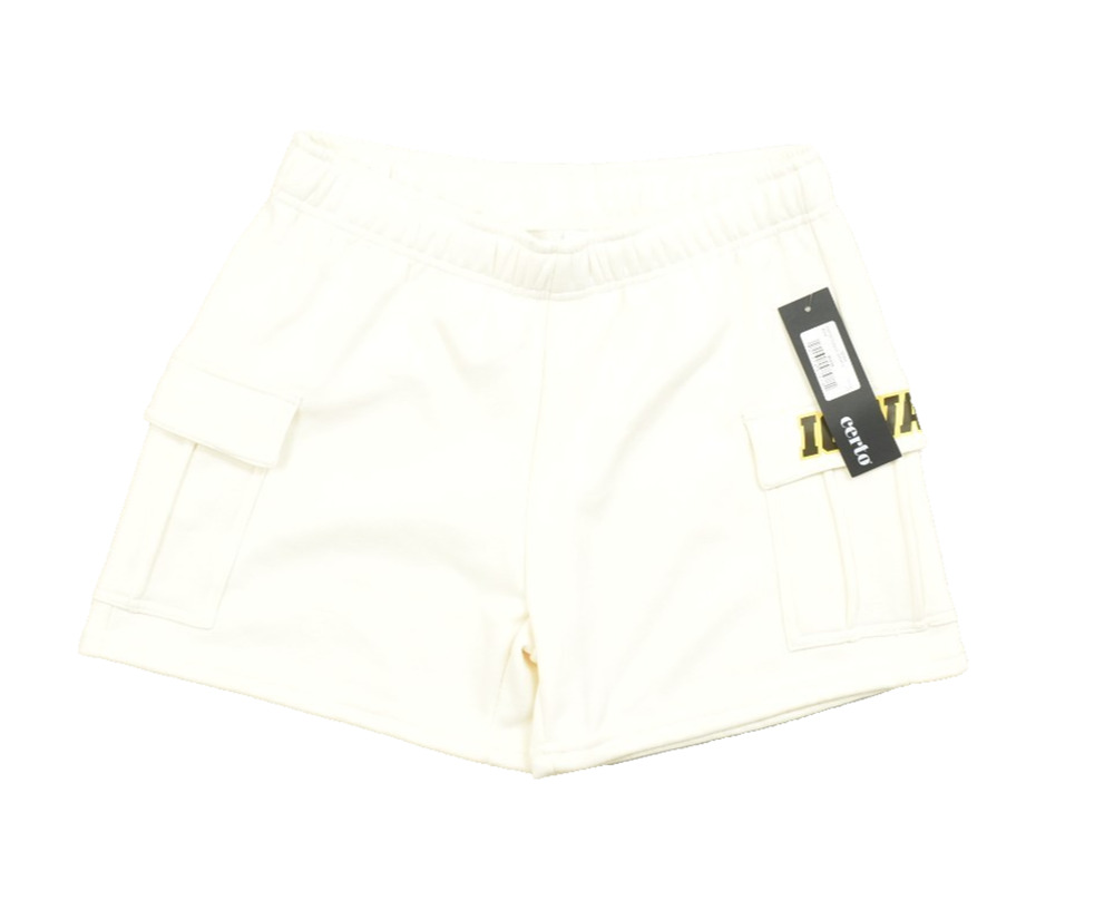 NEW Certo University Iowa Cargo Fleece Shorts Regular Size L Bone Color